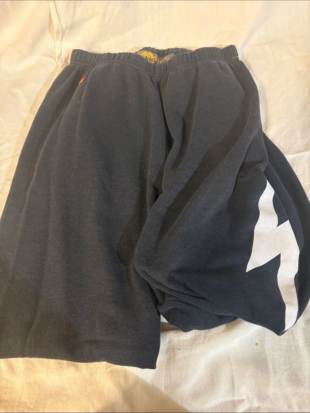 Aviator Nation Unisex Jogger Sweatpants with Lightning Bolt Accent Size L